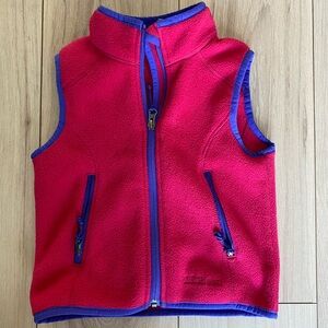 LL Bean S4 Kids Girls Hot Pink Purple Fleece Zip Vest Pockets Fall Cozy